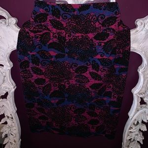 LuLaroe pencil skirt, paisley pink and blue